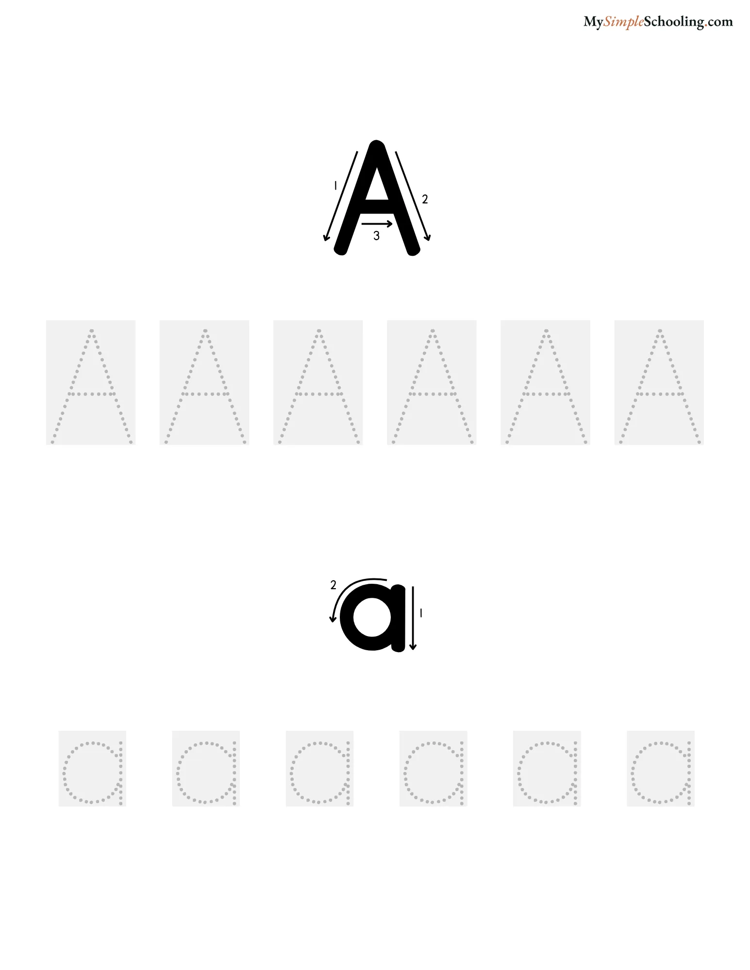 Level 1 writing sheet: trace.