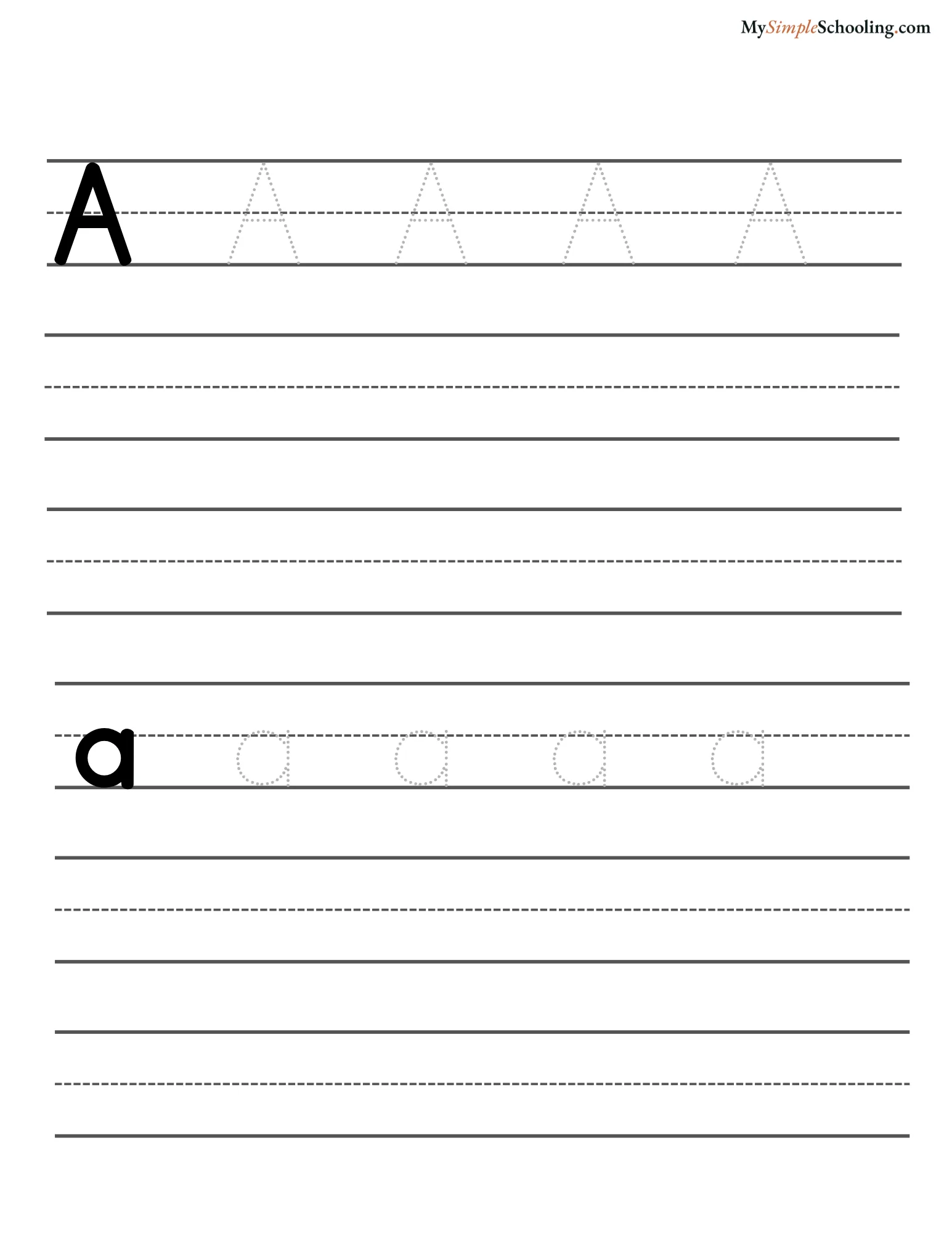 Level 3 writing sheet: on lines.